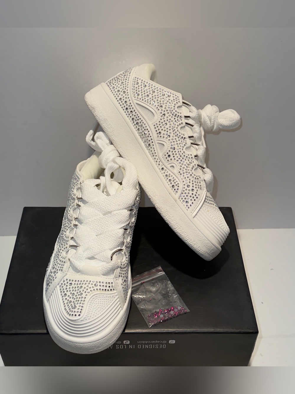 Cape Robin Marcy Womens Glitter and Rhinestone Platform Sneakers Size 7